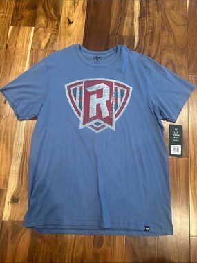 47 Men's Radford Highlanders Blue Short Sleeve T-Shirt with Red Shield Emblem